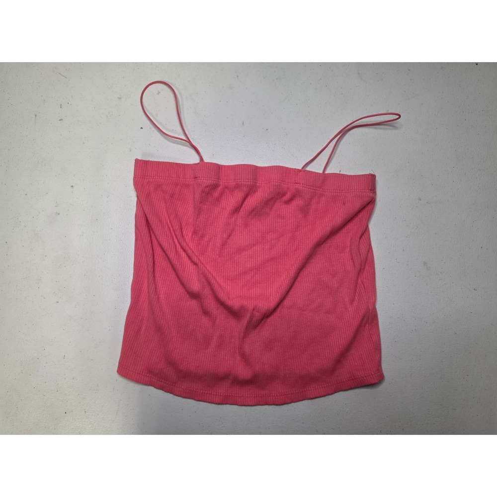 Active USA Pink Ribbed Spaghetti Strap Cami Top Medium